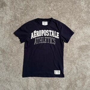 NAVY AEROPOSTALE DISTRESSED PATCHWORK TEE